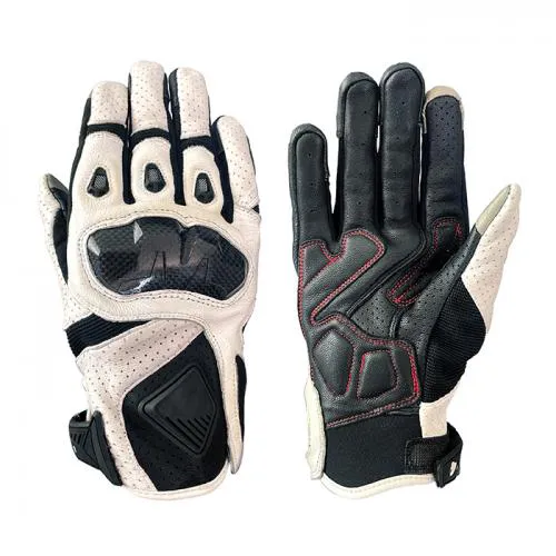Mens Perforated Leather Motorcycle Mesh Gloves